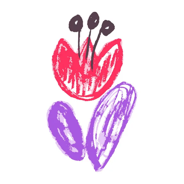 Icon Hand Draw Style Cute Flower Drawing Wax Crayons Colored — Stock vektor