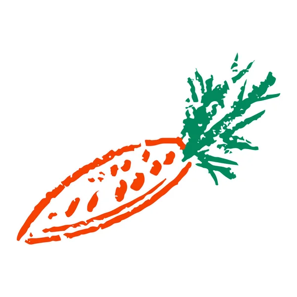 Иконка Руке Рисует Стиль Морковь Рисование Восковыми Карандашами Детское Творчество — стоковый вектор