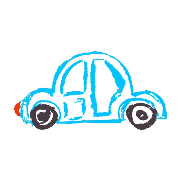 Icono Mano Dibujar Estilo Coche Dibujo Con Lápices Cera Tiza — Vector de stock