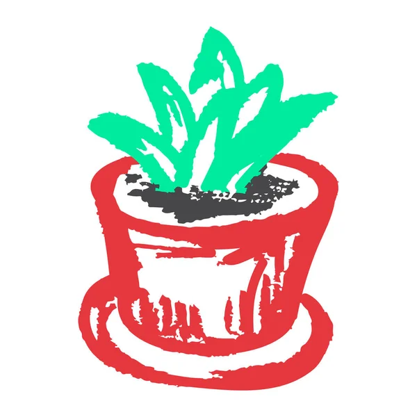 Ikon Kézben Rajz Stílusban Kaktusz Viaszzsírkrétával Színes Krétával Gyerekkreativitással Rajzoltam — Stock Vector