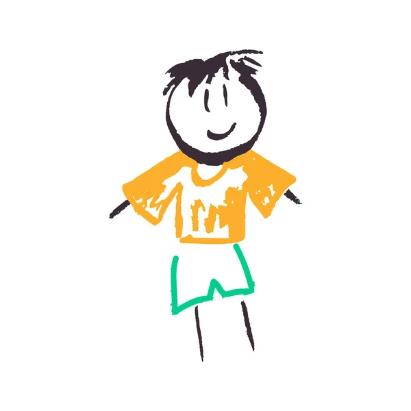 Icon Hand Draw Style Boy Drawing Wax Crayons Children Creativity — 图库矢量图片