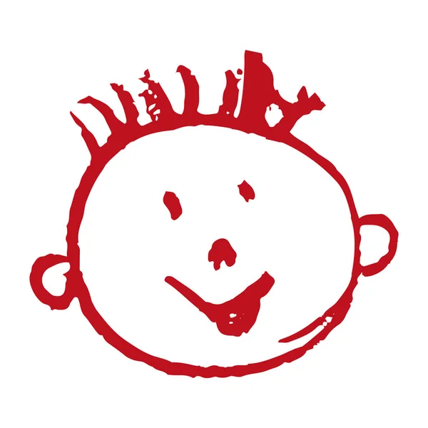 Иконка Руке Рисует Стиль Лицо Мальчика Рисование Восковыми Карандашами Детское — стоковый вектор