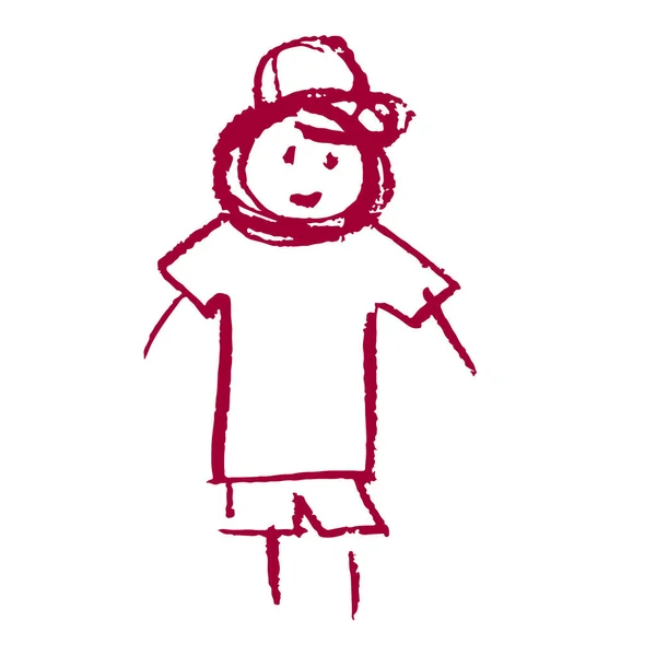 Icon Hand Draw Style Boy Drawing Wax Crayons Children Creativity — 图库矢量图片
