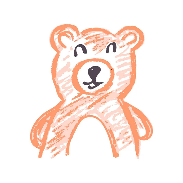 Ikona Stylu Rysowania Niedźwiedź Rysunek Kredkami Woskowymi Dziecięca Kreatywność Wektor — Wektor stockowy