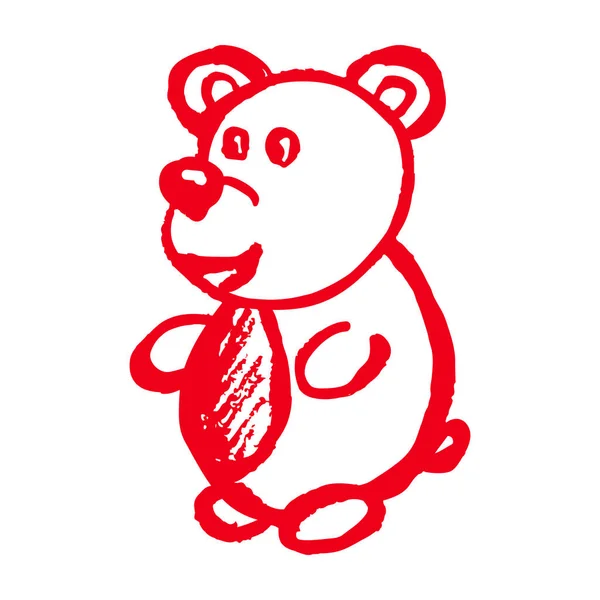 Ikona Stylu Rysowania Niedźwiedź Rysunek Kredkami Woskowymi Dziecięca Kreatywność Ilustracja — Wektor stockowy