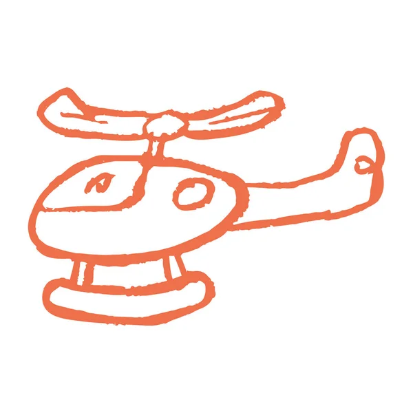 Helikoptéra Ikona Ruce Styl Kreslení Kreslení Voskovými Pastelkami Barevnou Křídou — Stockový vektor