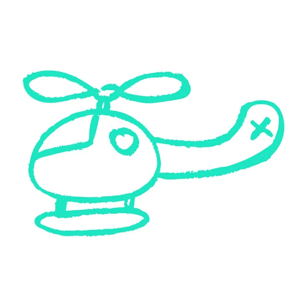 Helicóptero Ícone Mão Desenhar Estilo Desenho Com Lápis Cera Giz —  Vetores de Stock