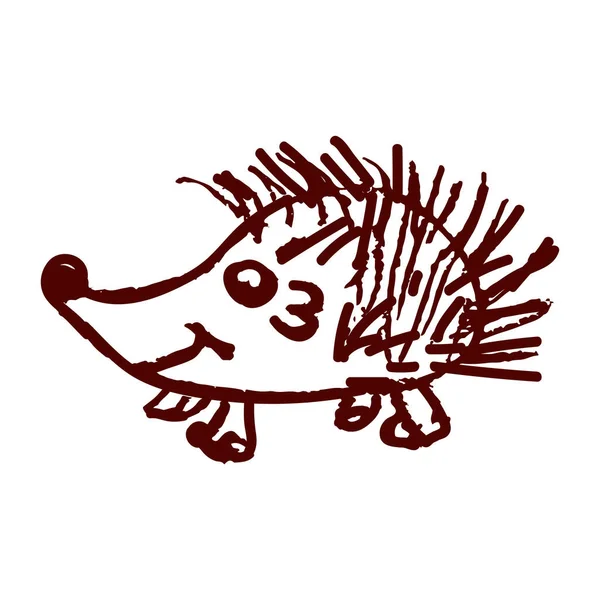 ヘッジホッグ 手描きでアイコン ワックスクレヨン カラーチョーク 子供の創造性で描く ベクトルイラスト サイン シンボル ステッカー — ストックベクタ