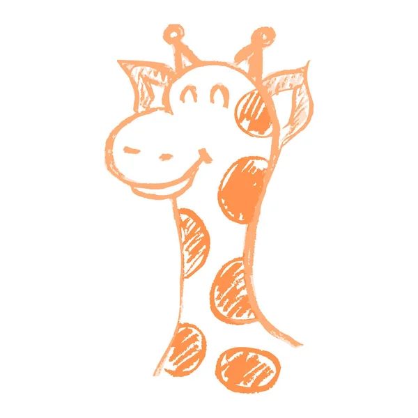 Giraffe Icon Hand Draw Style Drawing Wax Crayons Colored Chalk — 图库矢量图片