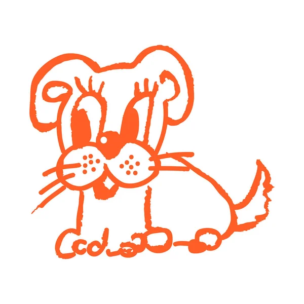 Anjing Ikon Tangan Menggambar Gaya Menggambar Dengan Krayon Lilin Kapur - Stok Vektor