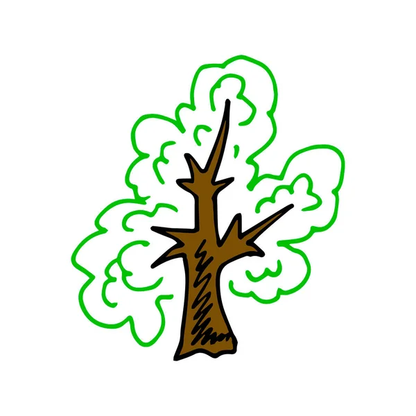 Симпатична Піктограма Стилі Малювання Дерево Малюнок Мудреця Дитяча Творчість Векторні — стоковий вектор