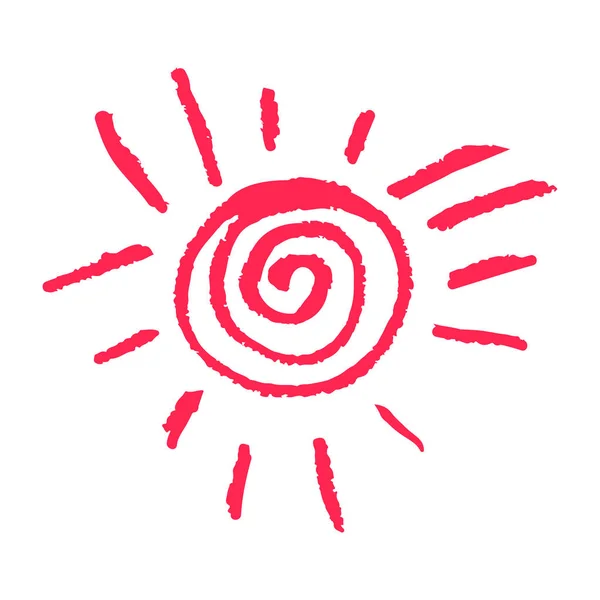 Cute Icon Hand Draw Style Sun Drawing Wax Crayons Children — Stock vektor