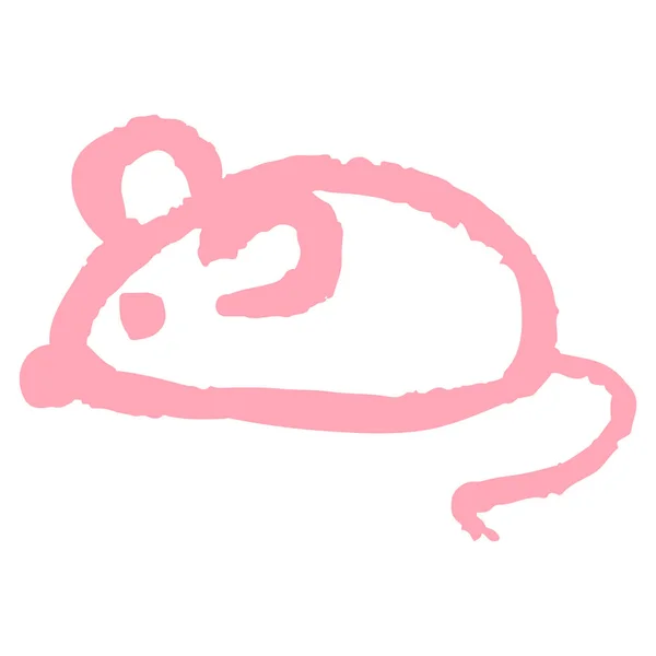 手描きでかわいいアイコンスタイル ネズミ ワックスクレヨンで描く 子供の創造性 ベクトルイラスト サインを — ストックベクタ