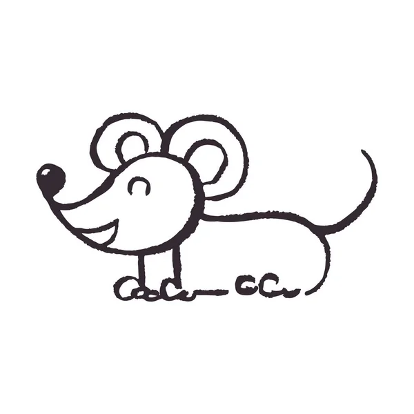 手描きでかわいいアイコンスタイル ネズミ ワックスクレヨンで描く 子供の創造性 ベクトル — ストックベクタ