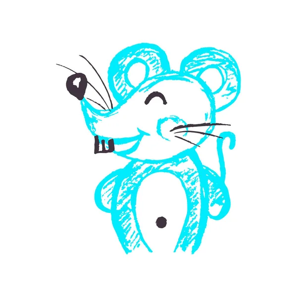 Cute Icon Hand Draw Style Mouse Drawing Wax Crayons Children — 图库矢量图片