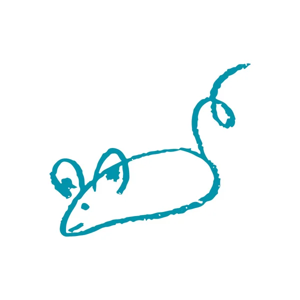 Cute Icon Hand Draw Style Mouse Drawing Wax Crayons Children — 图库矢量图片