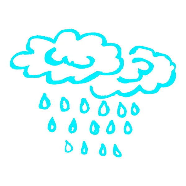 Cute Icon Hand Draw Style Cloud Rain Drawing Wax Crayons — 图库矢量图片