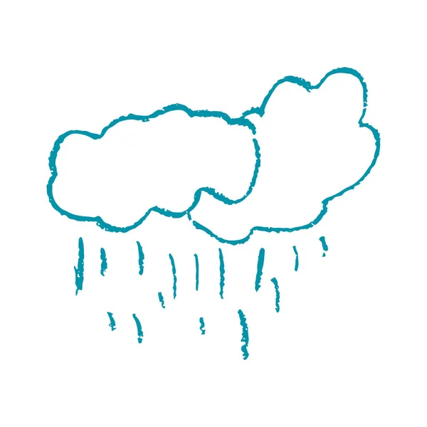 Aranyos Ikon Kézben Rajz Stílusban Felhő Eső Viaszzsírkrétákkal Rajzolok Gyerekek — Stock Vector
