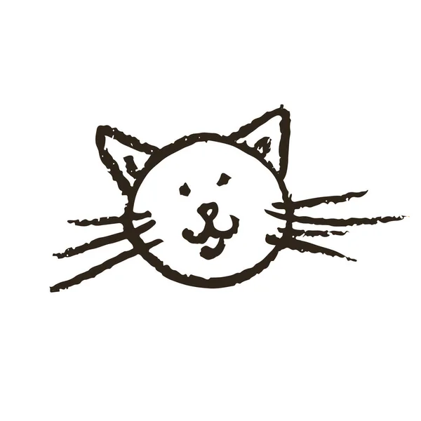 Ícone Bonito Mão Desenhar Estilo Gato Desenho Com Lápis Cera —  Vetores de Stock