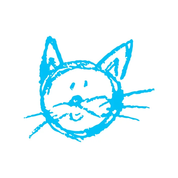 Ícone Bonito Mão Desenhar Estilo Gato Desenho Com Lápis Cera — Vetor de Stock