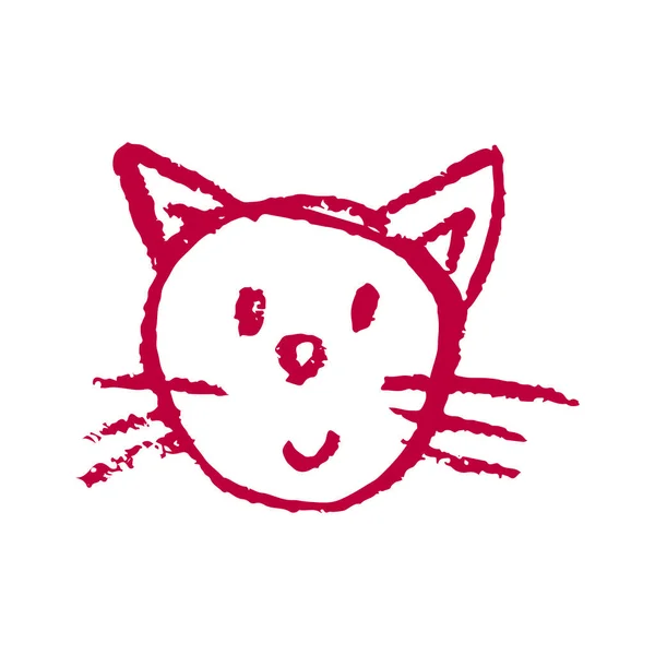 Roztomilá Ikona Ručním Stylu Kreslení Cat Kreslení Voskovými Pastelkami Dětská — Stockový vektor