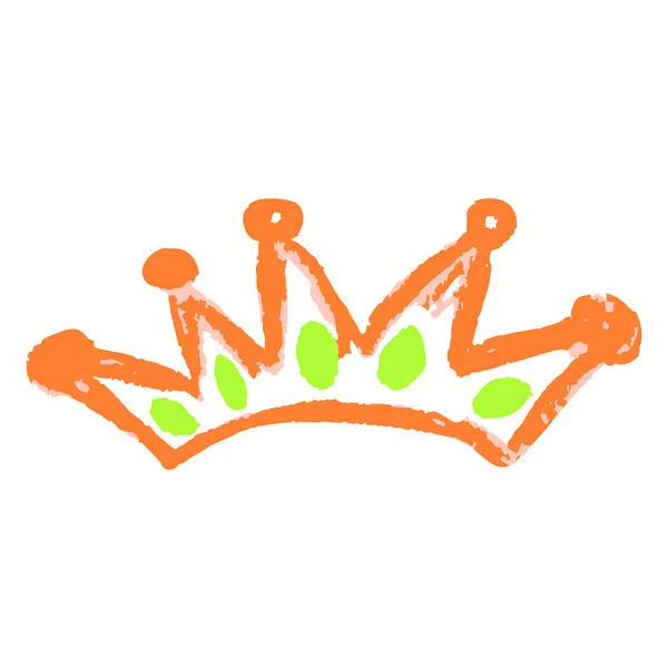 王冠だ 手描きでアイコン ワックスクレヨン カラーチョーク 子供の創造性で描く ベクトルイラスト — ストックベクタ