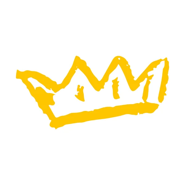 Crown Icono Mano Dibujar Estilo Dibujo Con Lápices Cera Tiza — Vector de stock