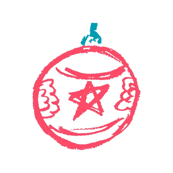 Bola Navidad Icono Mano Dibujar Estilo Dibujo Con Lápices Cera — Archivo Imágenes Vectoriales