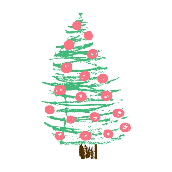 Árbol Navidad Icono Mano Dibujar Estilo Dibujo Con Lápices Cera — Archivo Imágenes Vectoriales