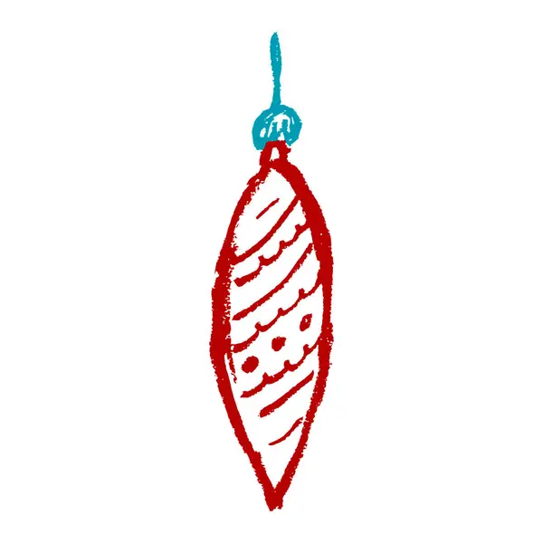 Boule Noël Icône Style Dessin Main Dessin Avec Des Crayons — Image vectorielle