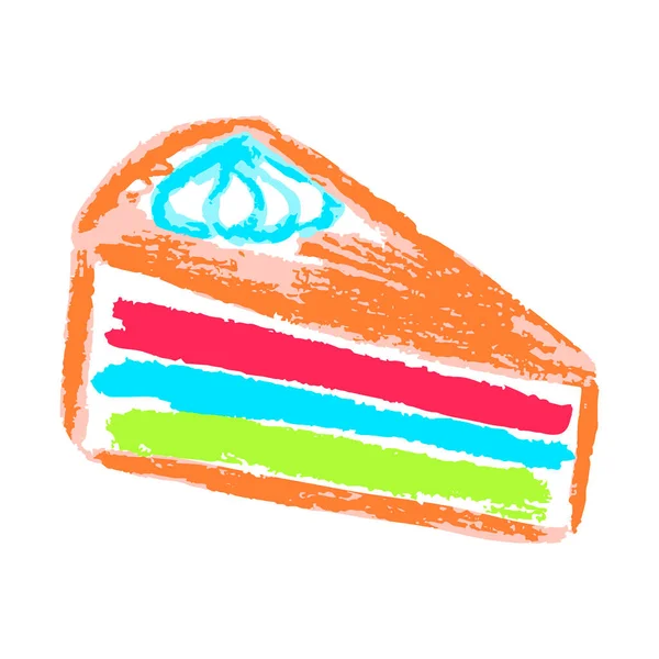 ケーキだ 手描きでアイコン ワックスクレヨン カラーチョーク 子供の創造性で描く ベクトル — ストックベクタ