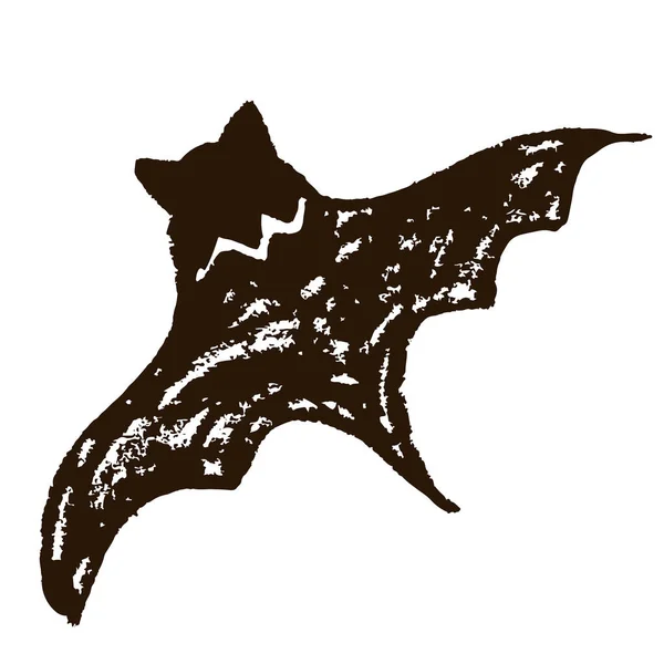 Morcego Ícone Mão Desenhar Estilo Desenho Com Lápis Cera Giz — Vetor de Stock