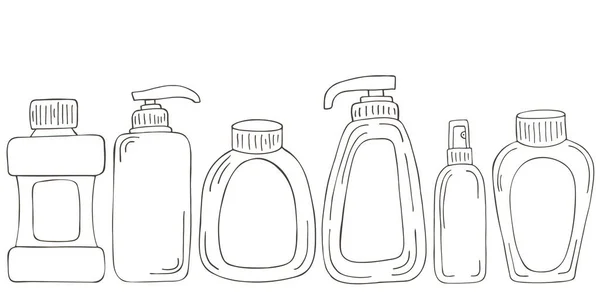 Set Colorare Elementi Design Set Elementi Bagno Mano Disegnare Stile — Vettoriale Stock