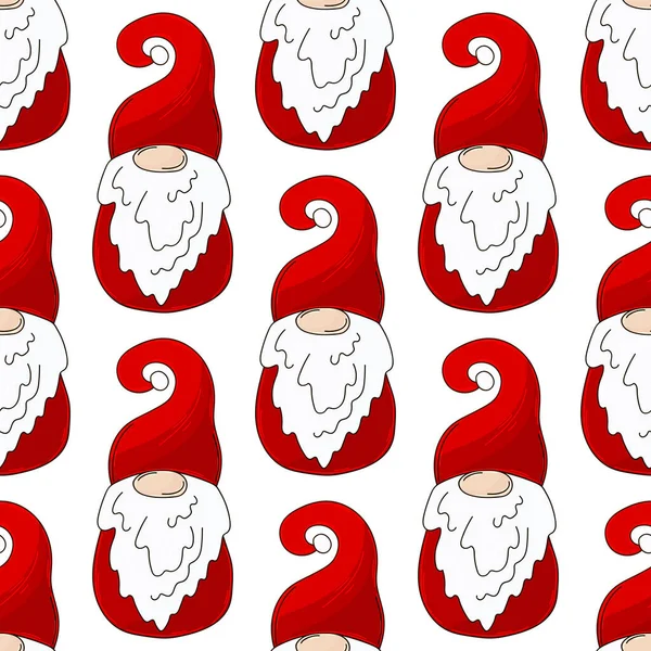 Padrão Natal Com Gnomos Escandinavos Estilo Desenho Mão Pode Ser — Vetor de Stock