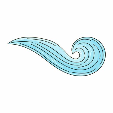 Deniz illüstrasyonları ve tasarım elemanları. Elde çizim stili. Simge, çıkartma. Dalga