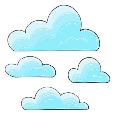 Sonbahar. El çizimi biçiminde vektör çizimleri. Çocuk resimleri, bulutlu posterler. Simge, işaret, çıkartma koleksiyonu