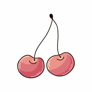 Tatlı tatlı, tasarımın için grafik öğe. Elde çizim stili. Kiraz. Simge, iğne, çıkartma