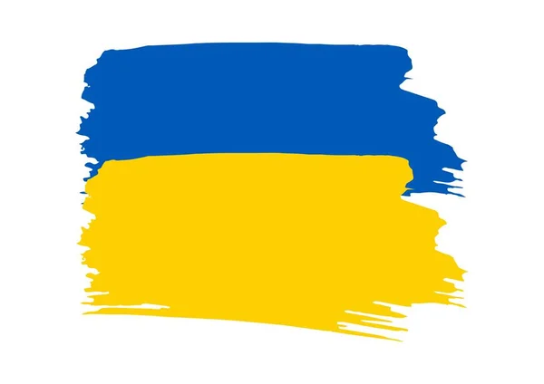 Bandeira Ucrânia Pintada Com Tinta Tinta Mancha Mancha Bandeira Ucrânia —  Vetores de Stock