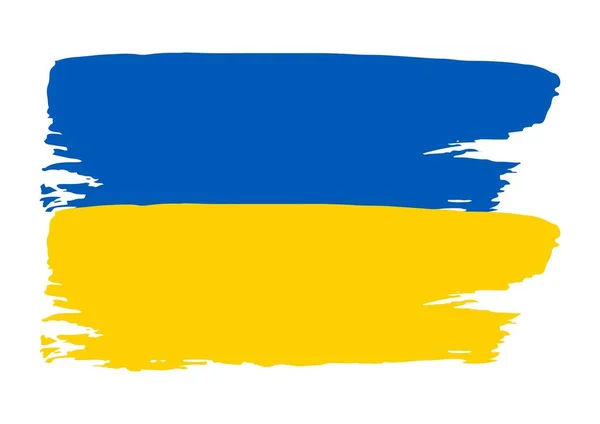 Flag Ukraine Painted Paint Paint Stain Blot Ukraine Flag Grunge — Stock Vector