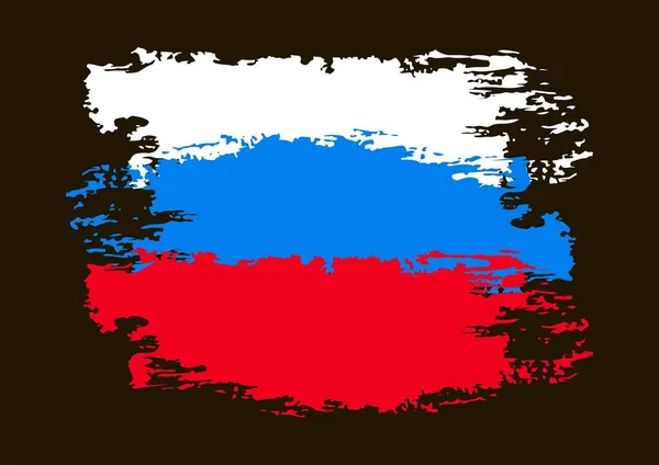 Rysslands Flagga Målad Med Färg Rysk Flagga Grunge Stil Måla — Stock vektor