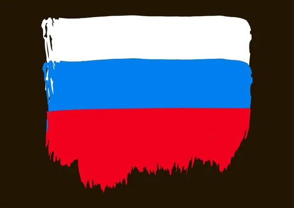 Flag Russia Painted Paint Russian Flag Grunge Style Paint Stain — Stock Vector