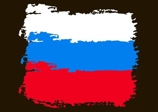 Drapeau Russie Est Peint Avec Peinture Drapeau Russe Style Grunge — Image vectorielle