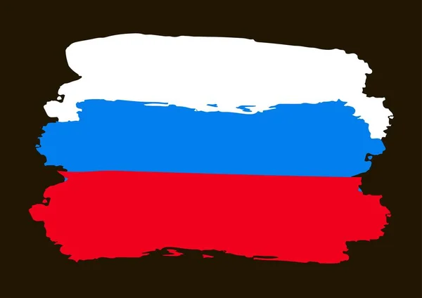 Flag Russia Painted Paint Paint Stain Blot Russian Flag Grunge — Stock Vector