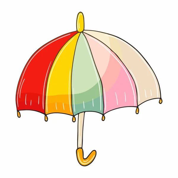Illustration Automne Style Dessiné Main Parapluie Dessin Enfants Icône Signe — Image vectorielle