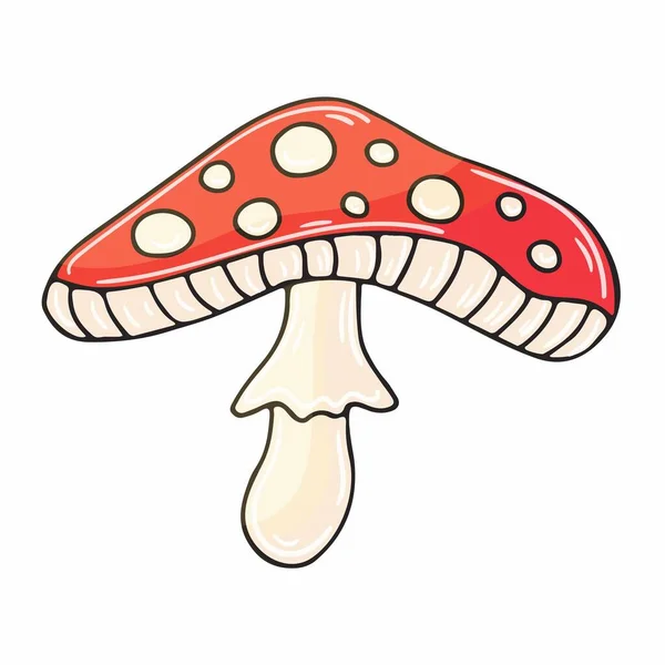 Herfst Illustratie Hand Getekend Stijl Kindertekening Bospaddenstoel Pictogram Teken Pin — Stockvector