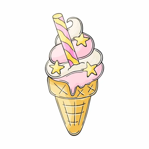 甘いデザート あなたのデザインのためのグラフィック要素 手描き風のイラスト アイスクリームだ アイコン ステッカー — ストックベクタ