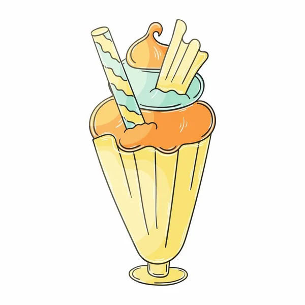 甘いデザート あなたのデザインのためのグラフィック要素 手描き風のイラスト ガラスの花瓶のアイスクリーム — ストックベクタ