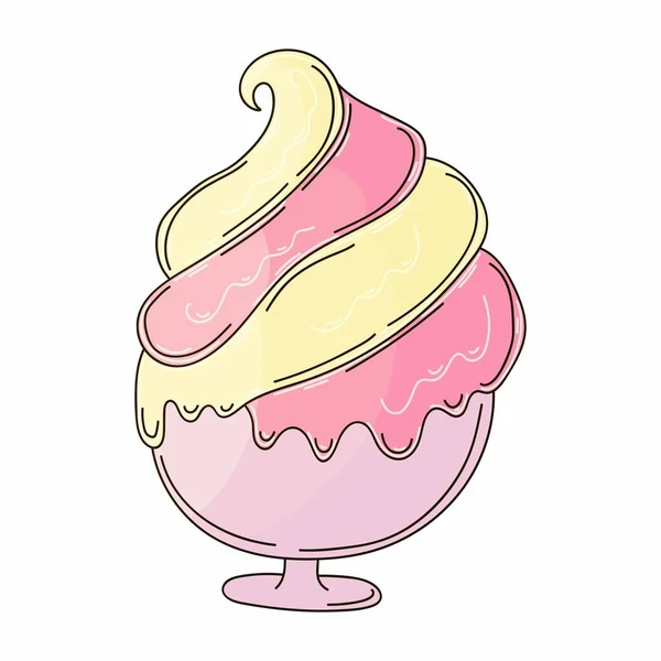 杯子里的冰淇淋 甜甜的甜点 图形元素为您的设计 手绘图解样式 Icon — 图库矢量图片