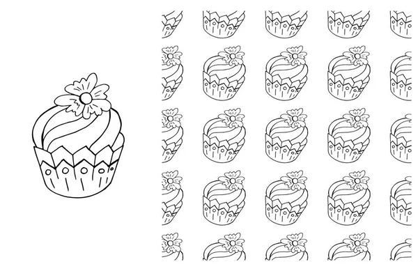 Set Element Seamless Pattern Ideal Children Clothing Sweet Pastries Coloring — Stock Vector