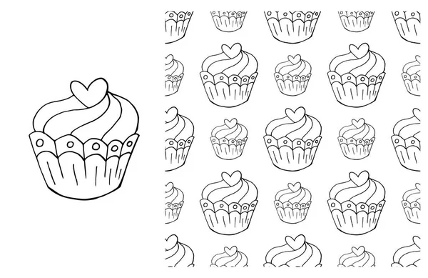 Conjunto Elemento Padrão Sem Costura Cupcake Muffin Ideal Para Roupas —  Vetores de Stock
